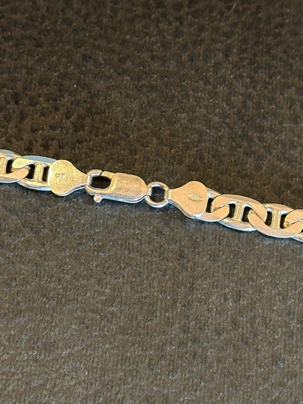 Sterling 925 Italy Flat Elongated Mariner Link Chain Necklace 20”